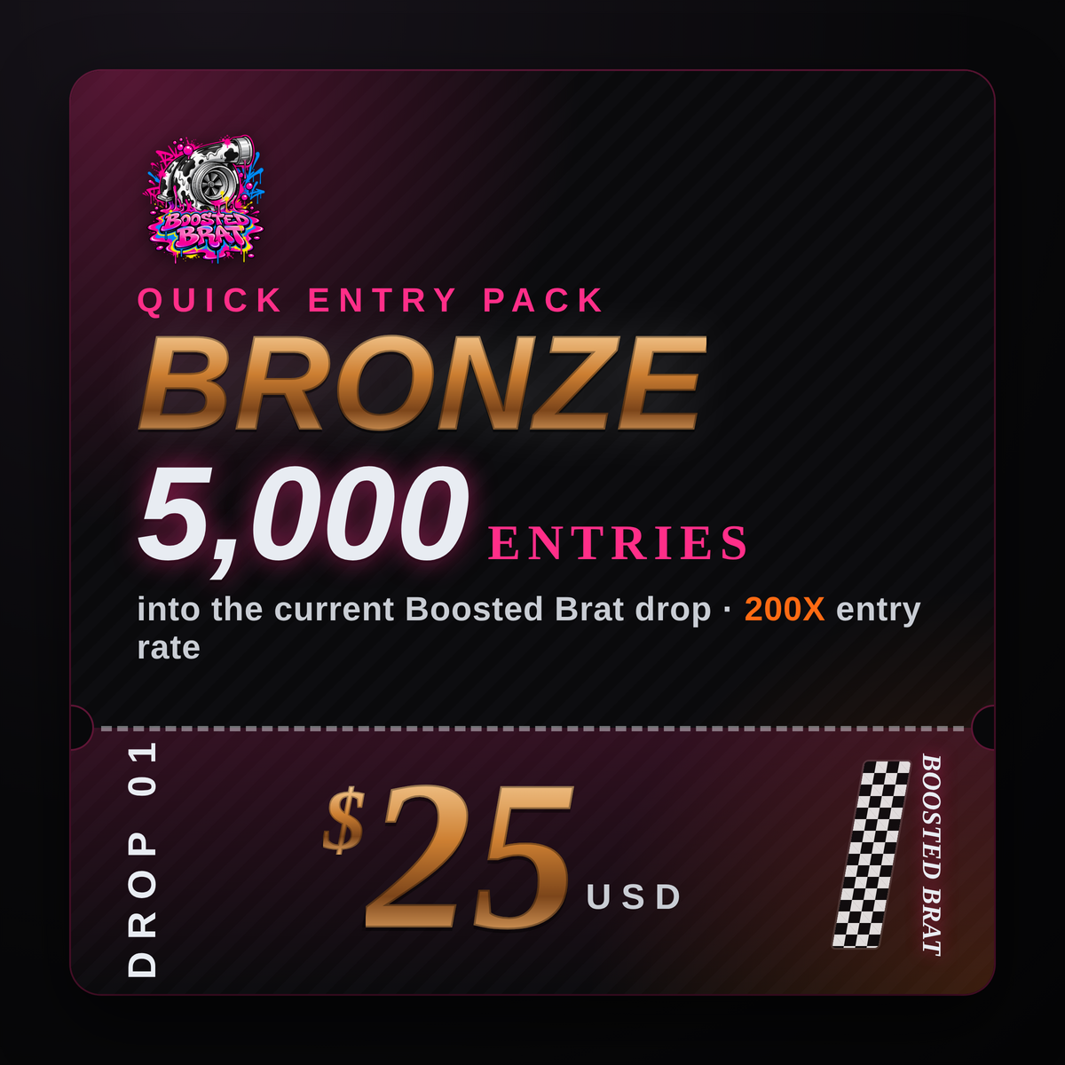 Boosted Brat Bronze Quick Entry Pack ticket
