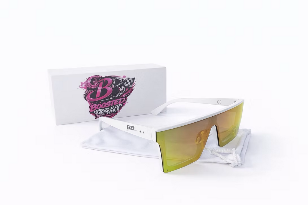 White Frame Pink/Orange Lens Sunglasse