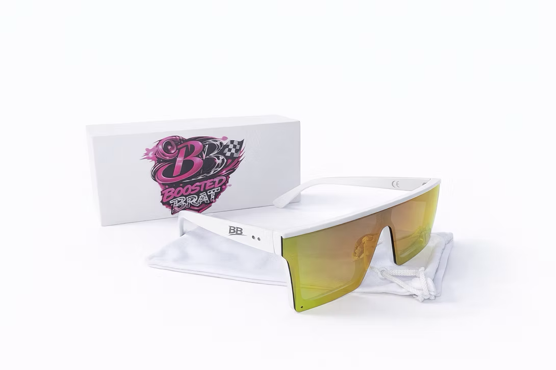 White Frame Pink/Orange Lens Sunglasse