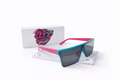 Teal/Pink Frame Chrome/Silver Lens Sunglasses
