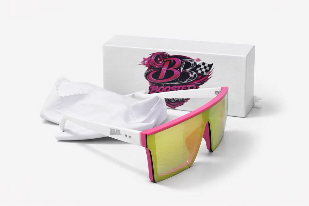 White/Pink Frame Orange Lens Sunglasses