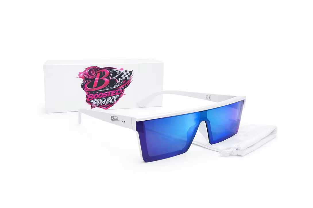 White Frame Blue Lens Sunglasses